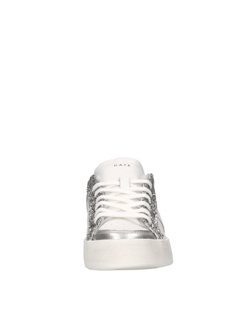 Sneakers in pelle e glitter D.A.T.E. | HILL HALF POPBIANCO-ARGENTO